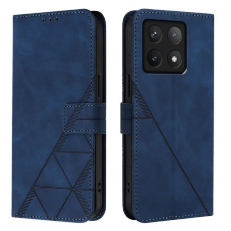 Чохол-книжка Crossbody 3D Embossed Flip Leather на Xiaomi 14T Pro - синій