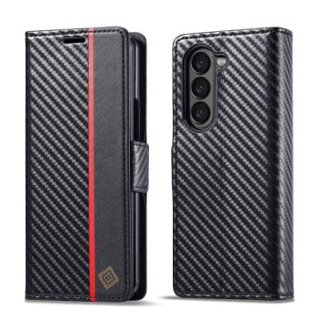 Чехол-книжка LC.IMEEKE Carbon Fiber для Samsung Galaxy Fold 7 5G - Black