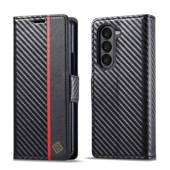 Чохол-книжка LC.IMEEKE Carbon Fiber на Samsung Galaxy Fold8 Ultra 5G — vertical black