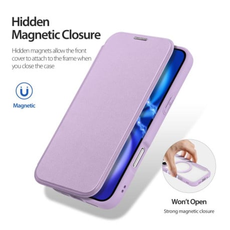 Чехол-книжка DUX DUCIS Skin X Pro Series с Magsafe на iPhone 17 - фиолетовый