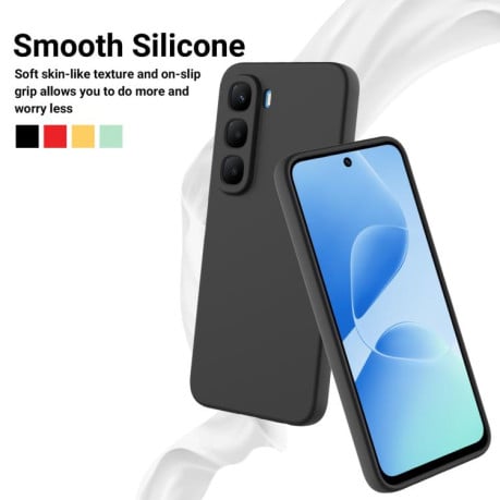 Силиконовый чехол Solid Color Liquid Silicone на Infinix Hot 60 Pro 4G - черный
