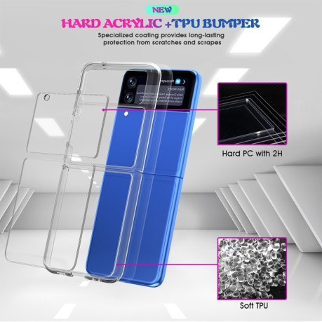 Противоударный чехол Clear Crystal Acrylic для Samsung Galaxy Flip4 5G - прозрачный