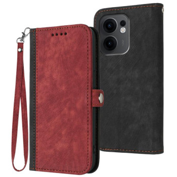 Чехол-книжка Side Buckle Double Fold Hand Strap Leather на OPPO Reno13 F/Reno13 FS - красный