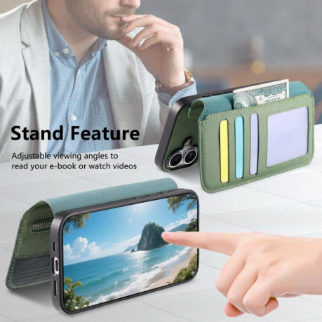 Чохол-книжка Twill Fabric з MagSafe RFID+кишенька на карт на Samsung Galaxy A07 4G / 5G - зелений