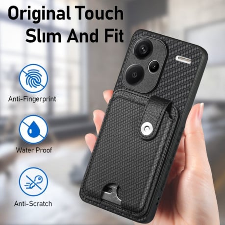 Противоударный чехол Wristband Kickstand Card для Xiaomi Redmi Note 13 Pro+ - зеленый