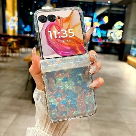 Протиударний чохол Three-piece Set Pearlescent Shell Texture на Motorola Razr 50 Ultra - бежевий