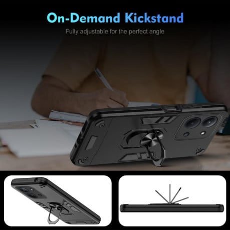 Ударозащитный чехол Metal Ring Holder на Xiaomi Redmi 15C 5G / 4G Global 171mm / Poco C85 4G - черный