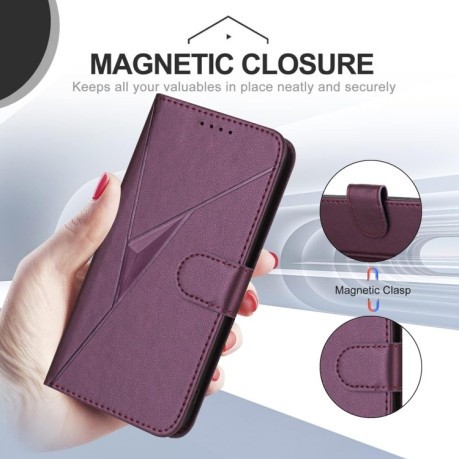 Чехол-книжка Triangle Pattern Buckle Clasp Leather на Infinix Note 40 4G - фиолетовый