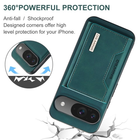 Чехол DG.MING M2 Series 3-Fold Multi Card Bag + Magnetic для Google Pixel 9/9 Pro - зеленый