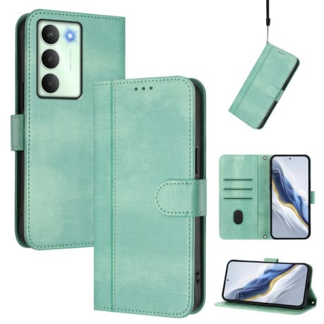 Чехол-книжка Line Splicing эко-кожа Ретро на Realme V70 5G / C75 5G - светло-зеленый