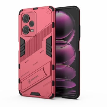 Противоударный чехол Punk Armor с подставкой на Xiaomi Redmi Note 12 Pro 5G- светло-красный
