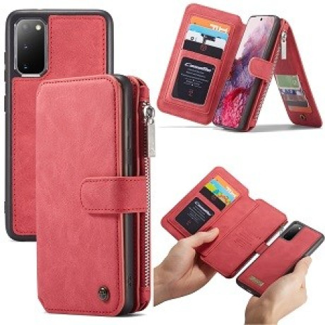 Кожаный чехол-кошелек CaseMe на Samsung Galaxy S20 - красный
