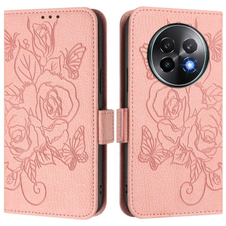 Чохол-книжка Embossed Rose RFID Anti-theft Leather для Realme 13+ 5G/13 Pro 5G/13 Pro+ - рожевий
