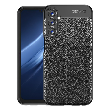 Противоударный чехол Litchi Texture на Samsung Galaxy A24 4G - черный