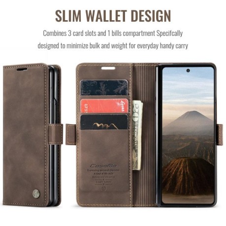 Чехол-книжка CaseMe-013 Multifunctional на Samsung Galaxy Fold 7 - кофейный