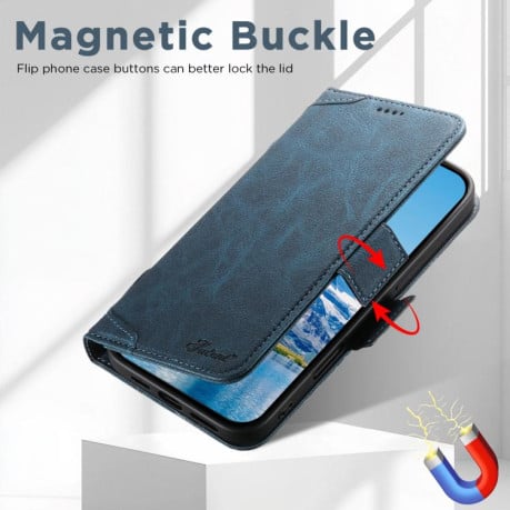 Чехол-книжка SUTENI J07 Multifunctional с Magsafe и магнитным хлястиком на iPhone 17 - синий