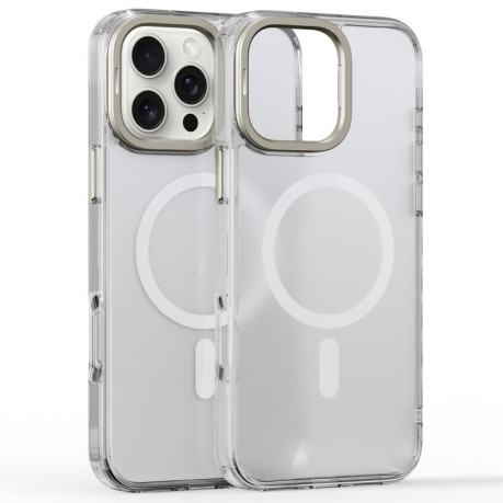 Протиударний чохол Frosted Crystal Lens Holder MagSafe Magnetic для iPhone 16 Pro Max - прозорий