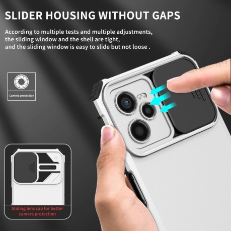 Противоударный чехол Stereoscopic Holder Sliding для Realme C35  - белый