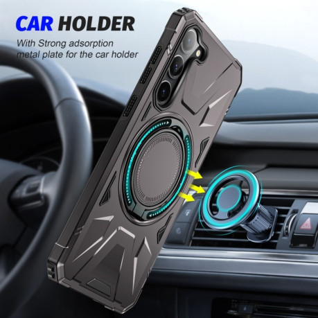 Протиударний чохол HTM MagSafe Magnetic Shockproof Phone Case with Ring Holder на Samsung Galaxy S24 5G - сірий