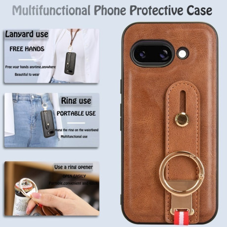Протиударний чохол Wristband Leather Back для Google Pixel 9a - коричневий