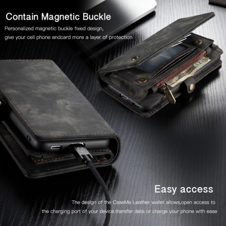 Чехол-кошелек CaseMe 008 Series Zipper Style на Samsung Galaxy S21 Plus - черный