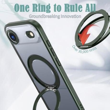 Чехол kalebol с MagSafe и подставкой 360 Metal Ring Holder на iPhone Air - зеленый