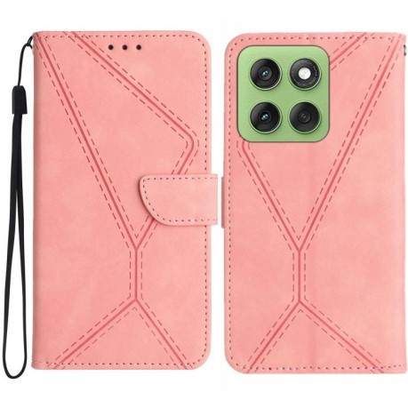 Чехол-книжка Stitching Embossed Leather для Motorola Edge 60 - розовый