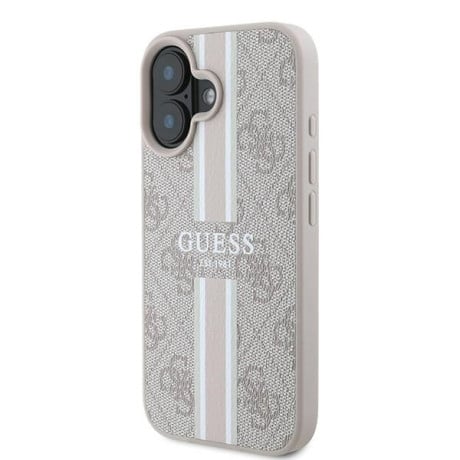 Оригинальный чехол Guess 4G Printed Stripes MagSafe на iPhone 16 Plus - Pink