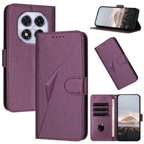 Чехол-книжка Triangle Pattern Buckle Clasp Leather на Xiaomi Redmi Note 14 Pro 4G - фиолетовый