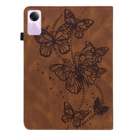 Чохол-книжка Butterfly Rose Embossed для Xiaomi Redmi Pad SE - коричневий