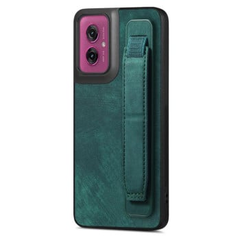 Протиударний чохол Retro Wristband Holder Leather Back для Motorola Moto G55 - зелений