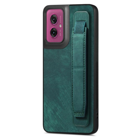 Протиударний чохол Retro Wristband Holder Leather Back для Motorola Moto G55 - зелений