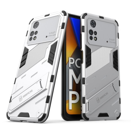 Противоударный чехол Punk Armor для Xiaomi Poco M4 Pro 4G - белый