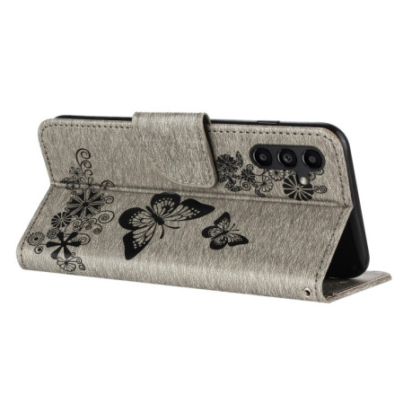 Чохол-книжка Embossed Butterfly  для Samsung Galaxy A36/A56 5G - сірий