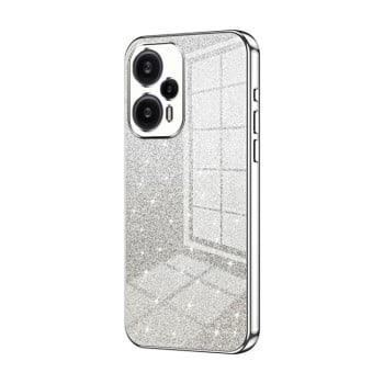 Ударозащитный чехол Gradient Glitter Powder Electroplated на Xiaomi Redmi Note 12 Turbo/Poco F5 - серебристый