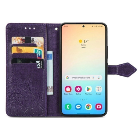 Чохол-книжка Mandala Embossing Pattern  для Samsung Galaxy S25 Plus 5G - фіолетовий