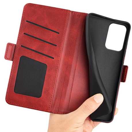 Чехол-книжка Dual-side Magnetic Buckle для Motorola Moto E15 - красный