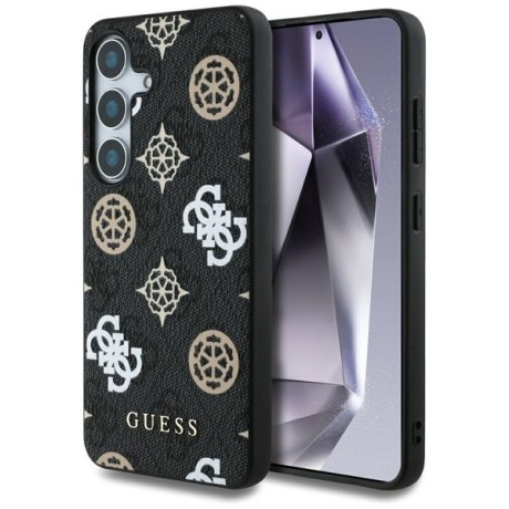 Оригинальный чехол Guess 4G Printed Colored Peony Pattern MagSafe для Samsung Galaxy S25 - black