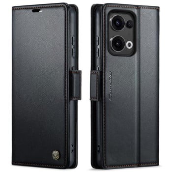 Чехол-книжка CaseMe 023 Butterfly Buckle Litchi Texture RFID Anti-theft Leather для OPPO Reno13 - черный