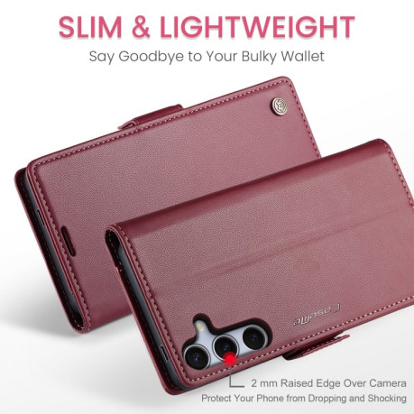Чехол-книжка CaseMe 023 Butterfly Buckle Litchi Texture RFID Anti-theft Leather для Samsung Galaxy S25+ 5G - красный