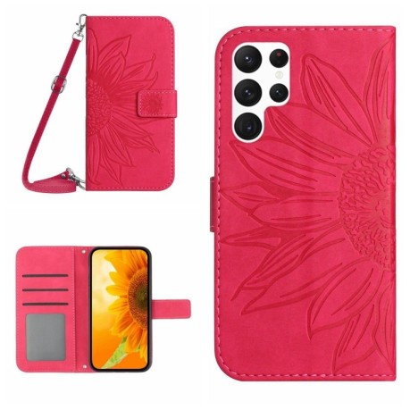 Чохол-книжка Skin Feel Sun Flower  для Samsung Galaxy S25 Ultra 5G - пурпурно-червоний