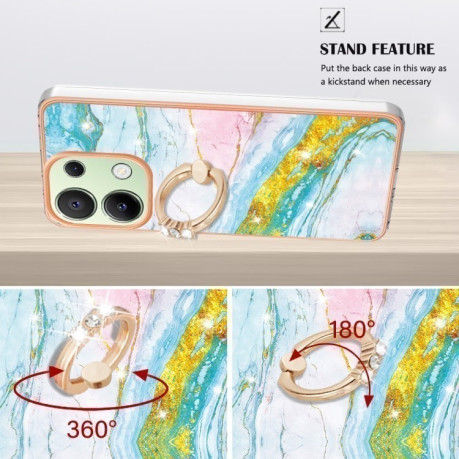 Чехол Electroplating with Ring Holder для Xiaomi Redmi Note 13 4G - Green 004