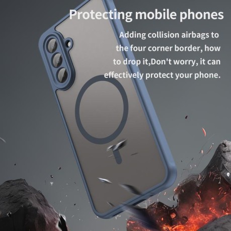 Противоударный чехол Fan Dun Series TPU Hybrid PC Frosted Magsafe для Samsung Galaxy A17 5G - синий