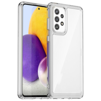 Противоударный чехол  Colorful Acrylic Series с цветной силиконовой боковиной на Samsung Galaxy A73 5G - прозрачный