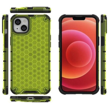 Противоударный чехол Honeycomb на For iPhone 15 - зеленый