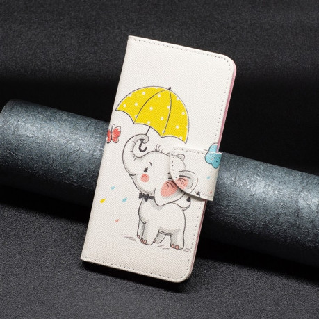 Чехол-книжка Colored Drawing Pattern для Xiaomi Redmi Note 12 4G - Umbrella Elephant