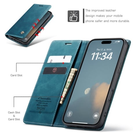 Чохол-книжка CaseMe-013 Multifunctional на iPhone 16 Pro - синій