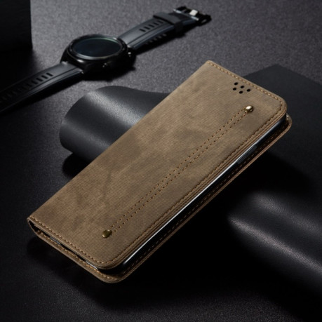Чехол книжка Denim Texture Casual Style на Xiaomi 14T Pro - хаки