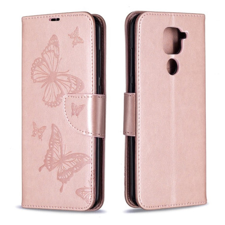 Чохол-книжка Butterflies Pattern на Xiaomi Redmi 10X / Note 9 - рожеве золото