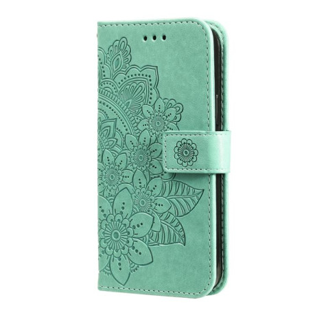 Чохол-книжка 7-petal Flowers Embossing для Motorola Moto G15/G15 Power - зелений